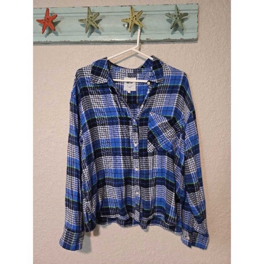 aerie blue plaid flannel
